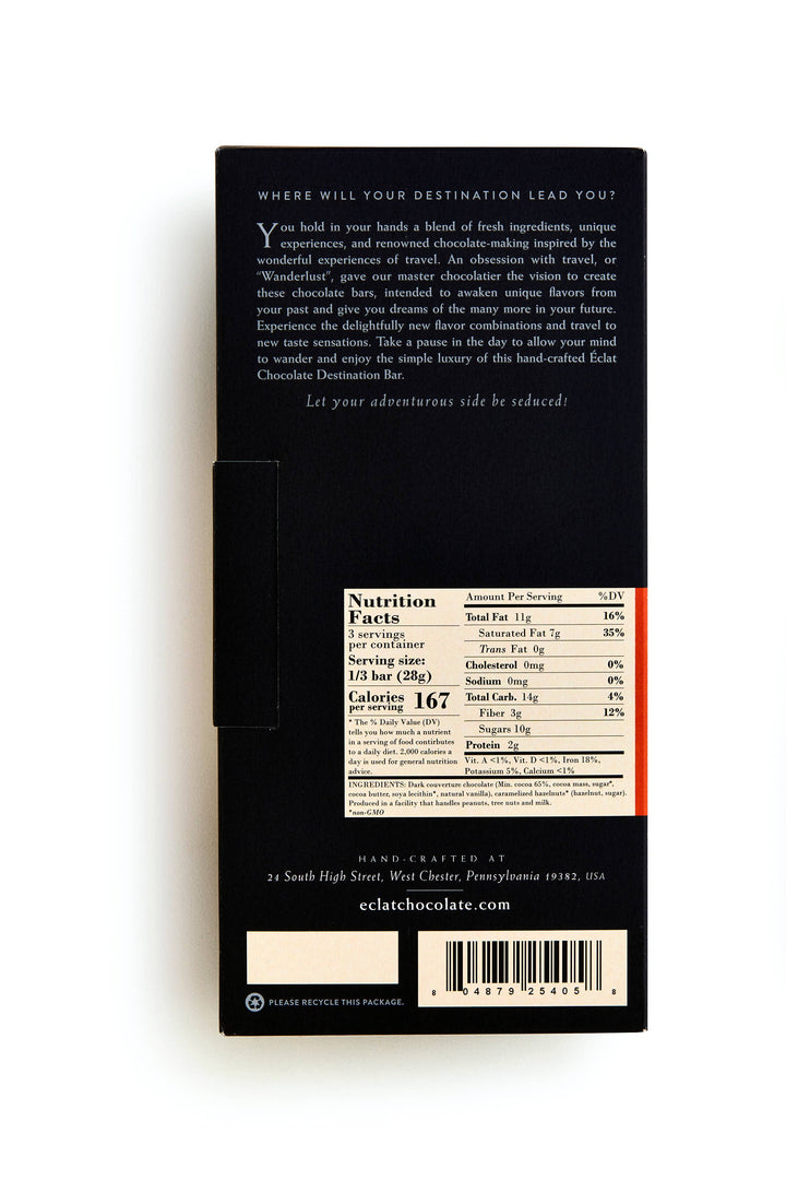 Eclat Chocolate | Caramelized Hazelnuts Destination Chocolate Bar