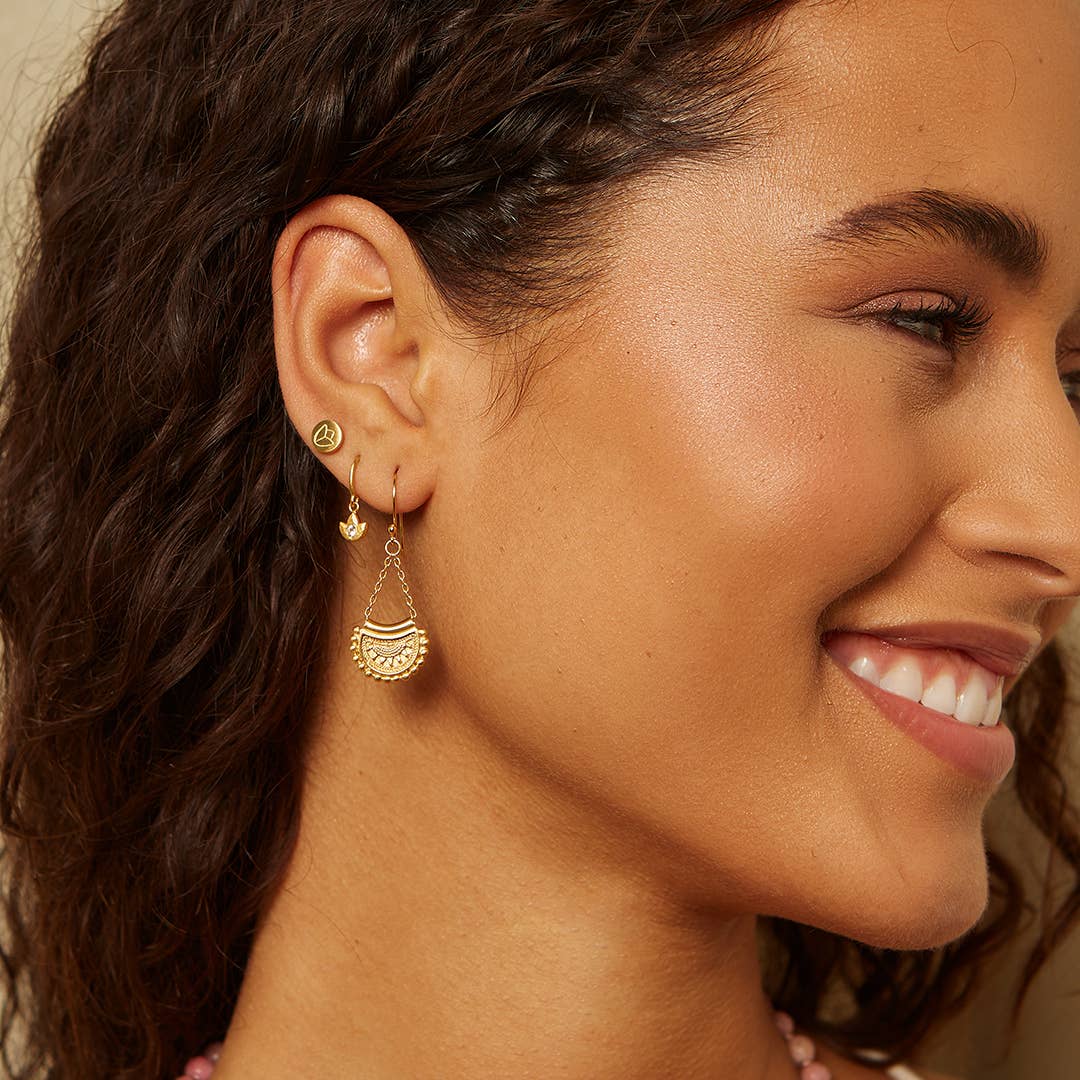 Satya Jewelry -  Inner Light Mini Lotus Wire Hoop Earring