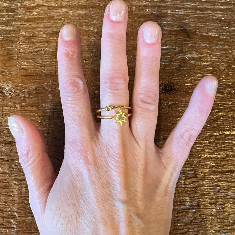 Shana Gulati "Seren" Diamond, Resin, and Vermeil Sun Ring