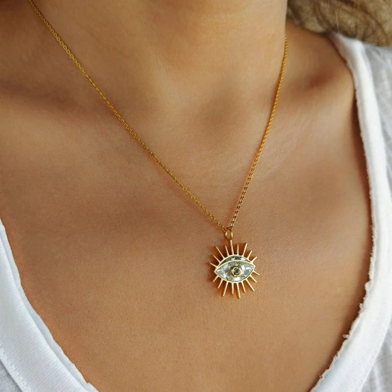 Shana Gulati "Third Eye" Aquamarine, Resin and Gold Pendant Necklace
