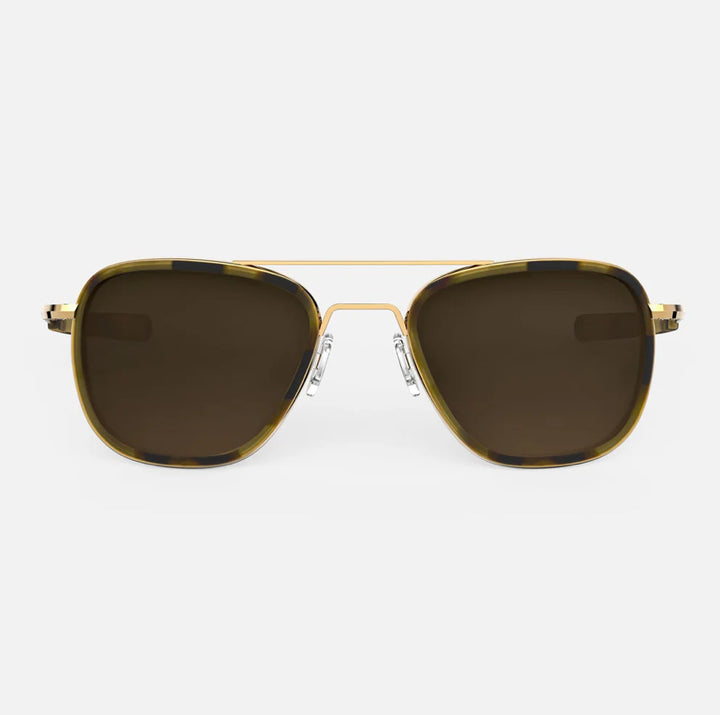 Randolph Aviator Fusion Sunglasses - 23K Gold & Caramel Tortoise Inlay & Cape Sand (AI024)
