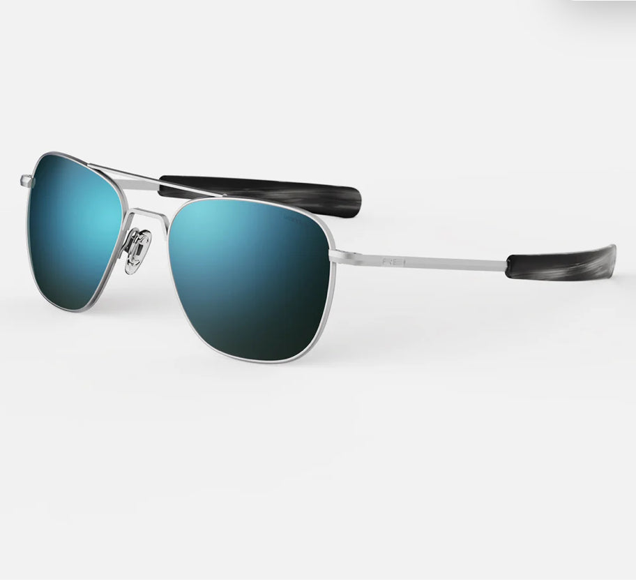 Randolph Aviator Sunglasses - Matte Chrome & Cobalt (AF238)