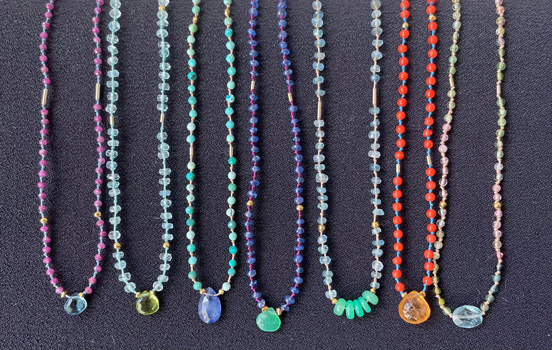 Hedge Design Hand Knotted Jeweled Necklace