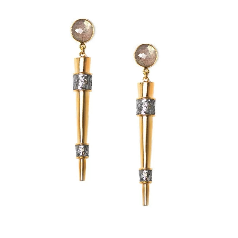 Shana Gulati "Ishim" Spike Labradorite and Gold Earrings