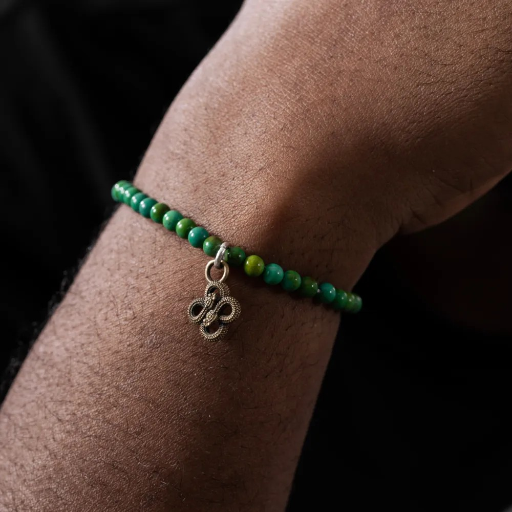 Copperist Wu Mini Double Snake Charm Turquoise Bracelet