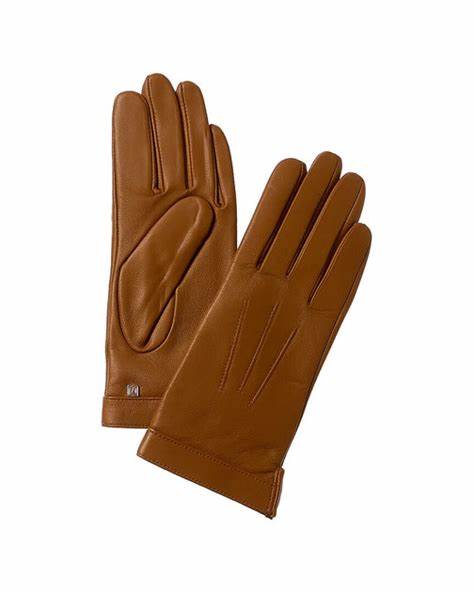 Bruno Magli Women's Logo Leather Gloves - Camel