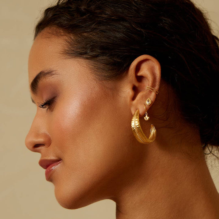 Satya Jewelry -  Inner Light Mini Lotus Wire Hoop Earring