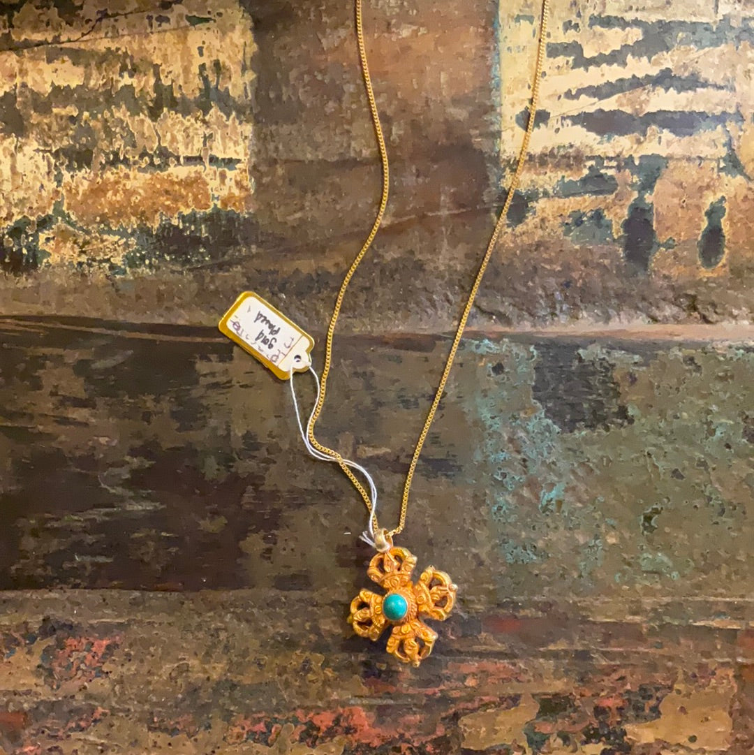 Nepali Double-Sided Gold Plated 22k Double Dorge Pendant