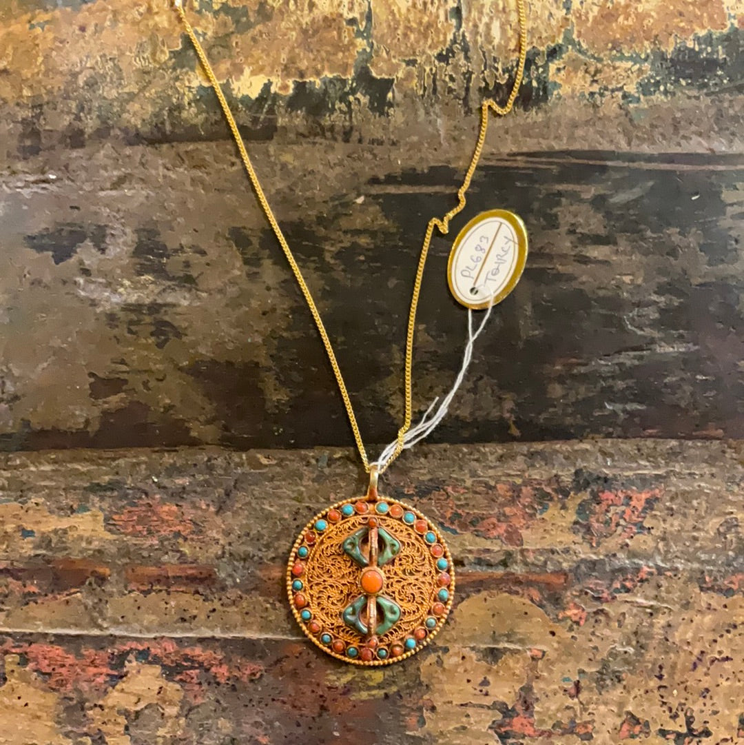 Nepali Gold Plated 22k Dorge Pendant