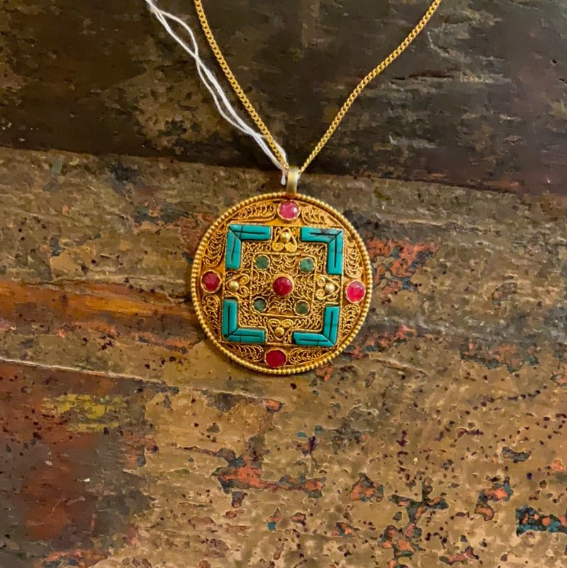 Nepali Large Gold Plated 22k Pendant