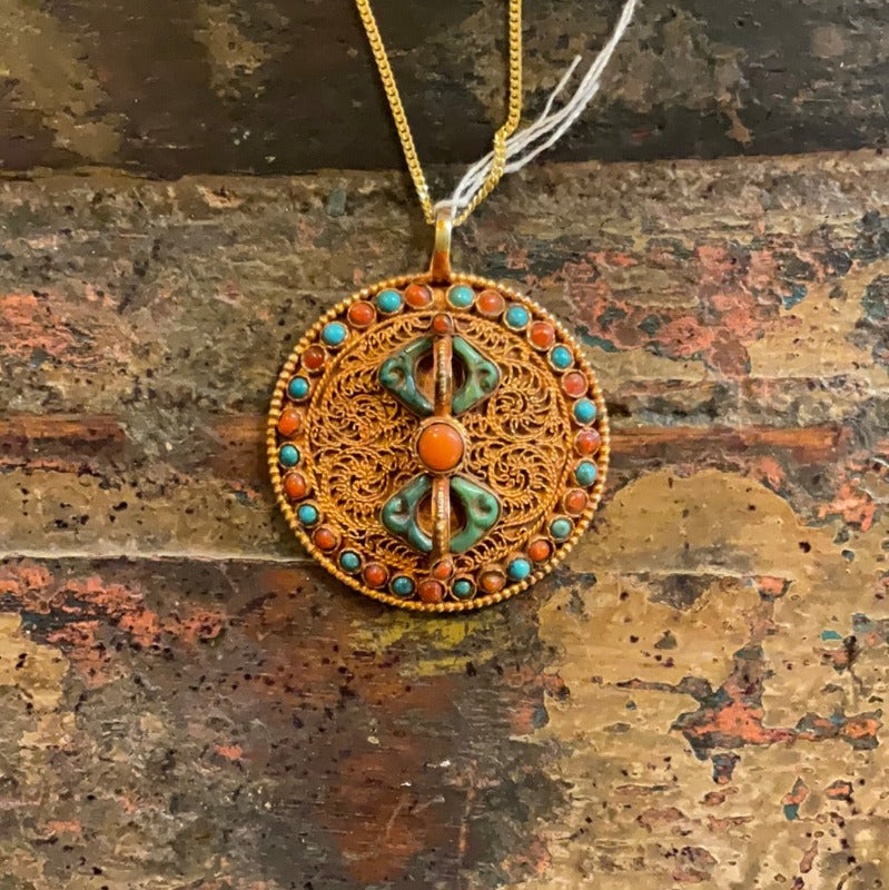 Nepali Gold Plated 22k Dorge Pendant