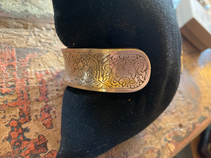 Nepali Etched Silver Bangle Bracelet