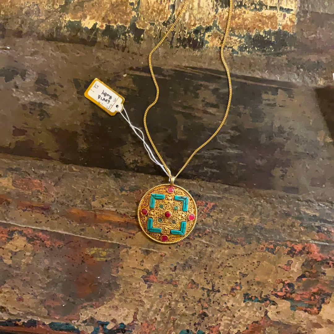 Nepali Large Gold Plated 22k Pendant