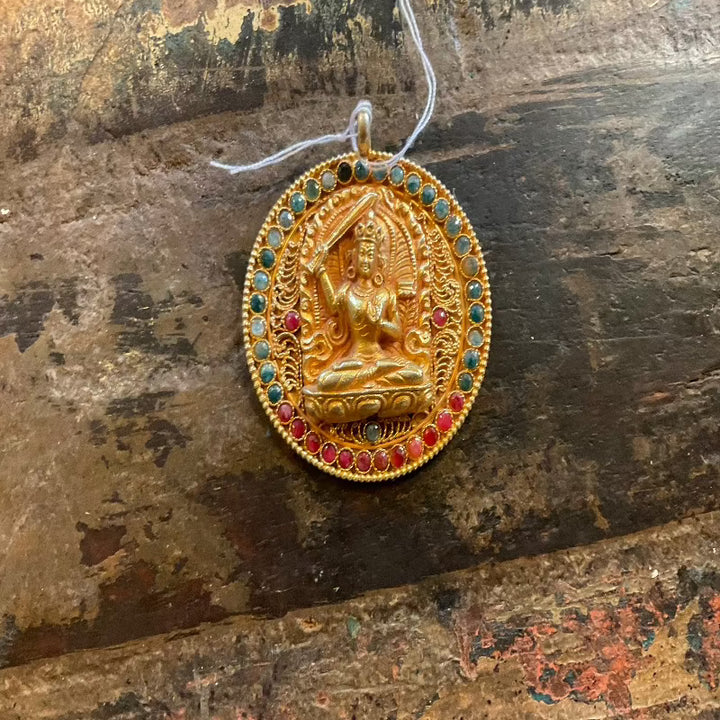 Nepali Gold Plated 22k Manjushri Pendant