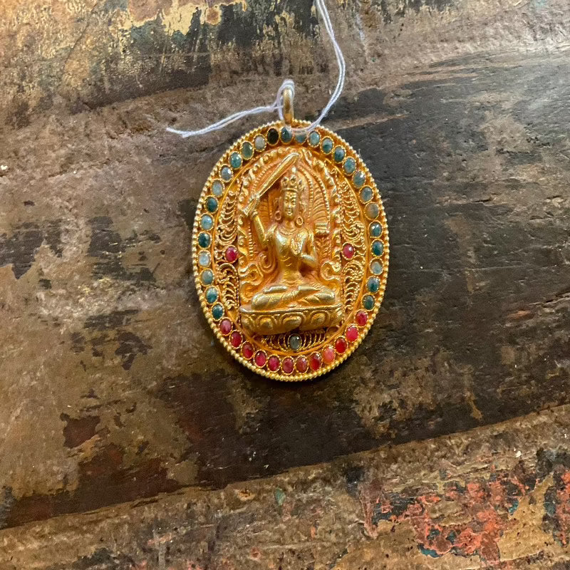 Nepali Gold Plated 22k Manjushri Pendant