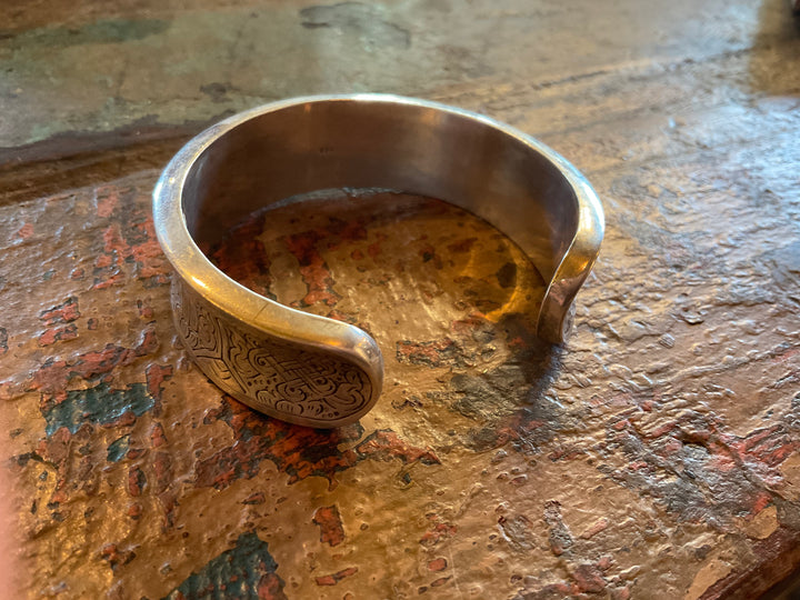 Nepali Etched Silver Bangle Bracelet