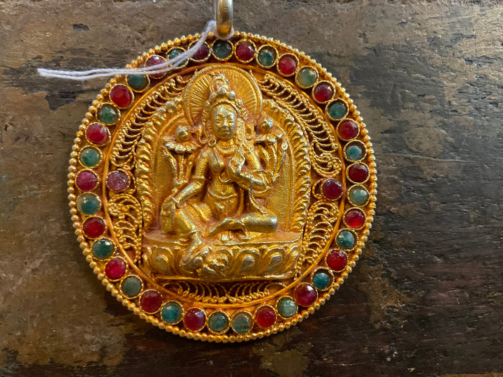 Nepali Gold Plated 22k Tara Pendant