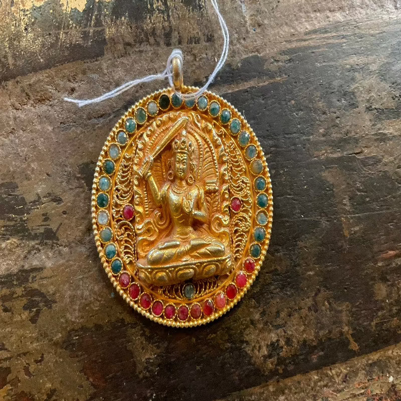 Nepali Gold Plated 22k Manjushri Pendant