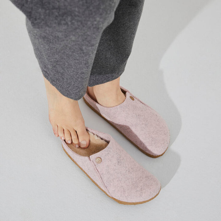 Birkenstock Zermatt Shearling Pink Wool Felt Slippers