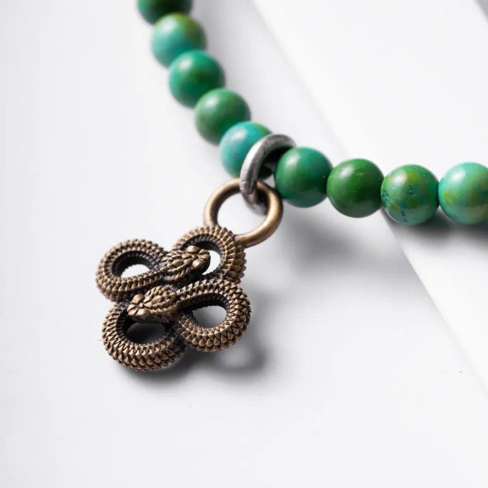 Copperist Wu Mini Double Snake Charm Turquoise Bracelet