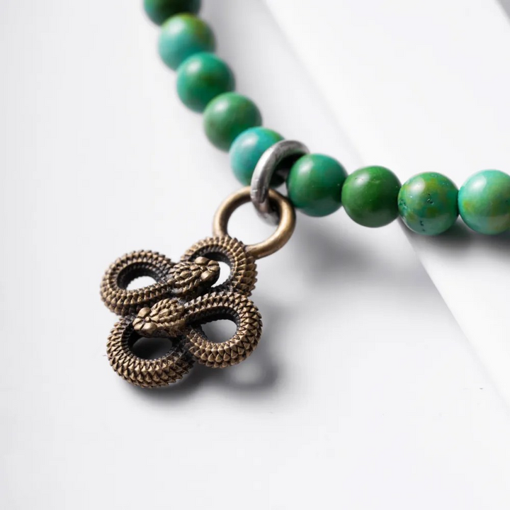 Copperist Wu Mini Double Snake Charm Turquoise Bracelet