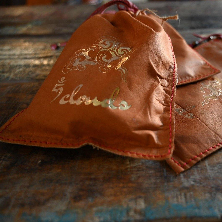 Gold Embossed Leather Mala Pouch - the five clouds