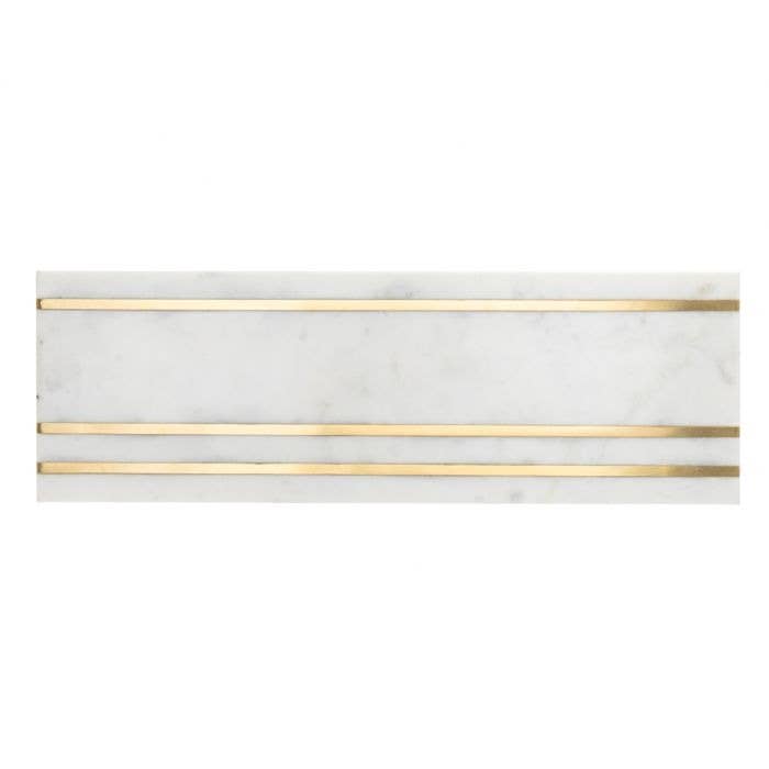 Godinger 18x7 Marble Serving Board w/Brass Inlay