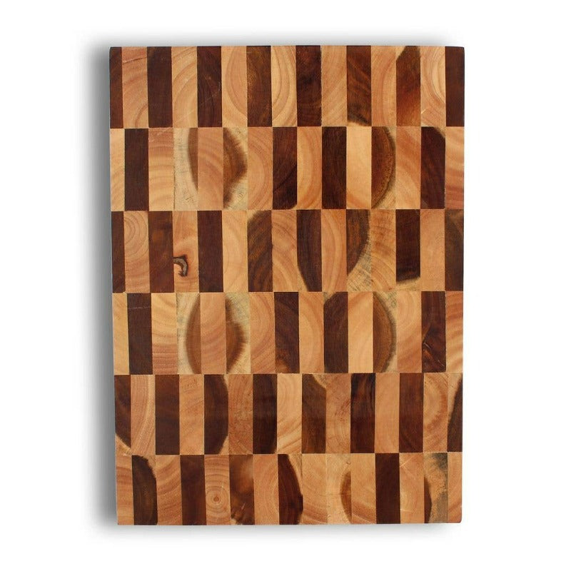 Brown checkered abstract wood Cutting Board by claraveritas