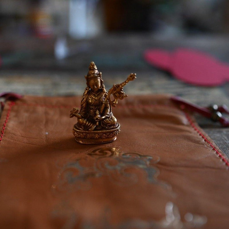 Gold Embossed Leather Mala Pouch - the five clouds