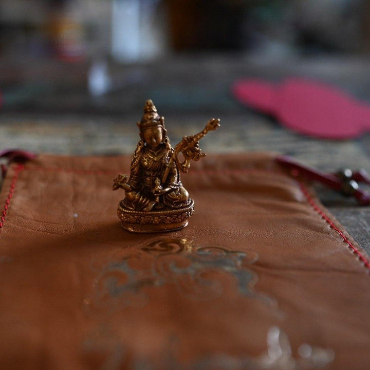Gold Embossed Leather Mala Pouch - the five clouds