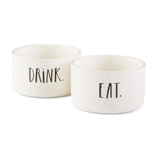 Rae Dunn Ceramic Eat Drink Pet Bowls