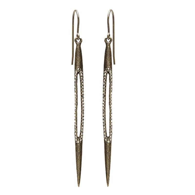 Rebel Designs Long Bullet with Crystal Cut-Out Earrings