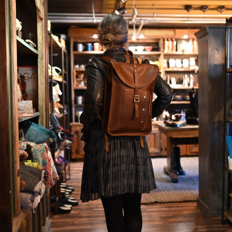 Unmarked Leather Backpack with Wallet