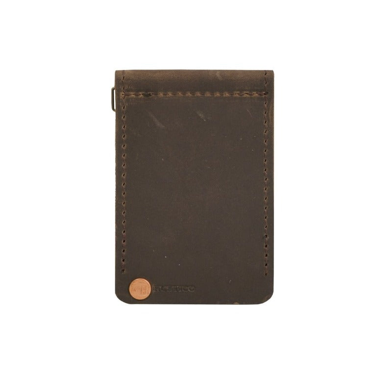 Rustico Money Clip Leather Wallet in Dark Brown