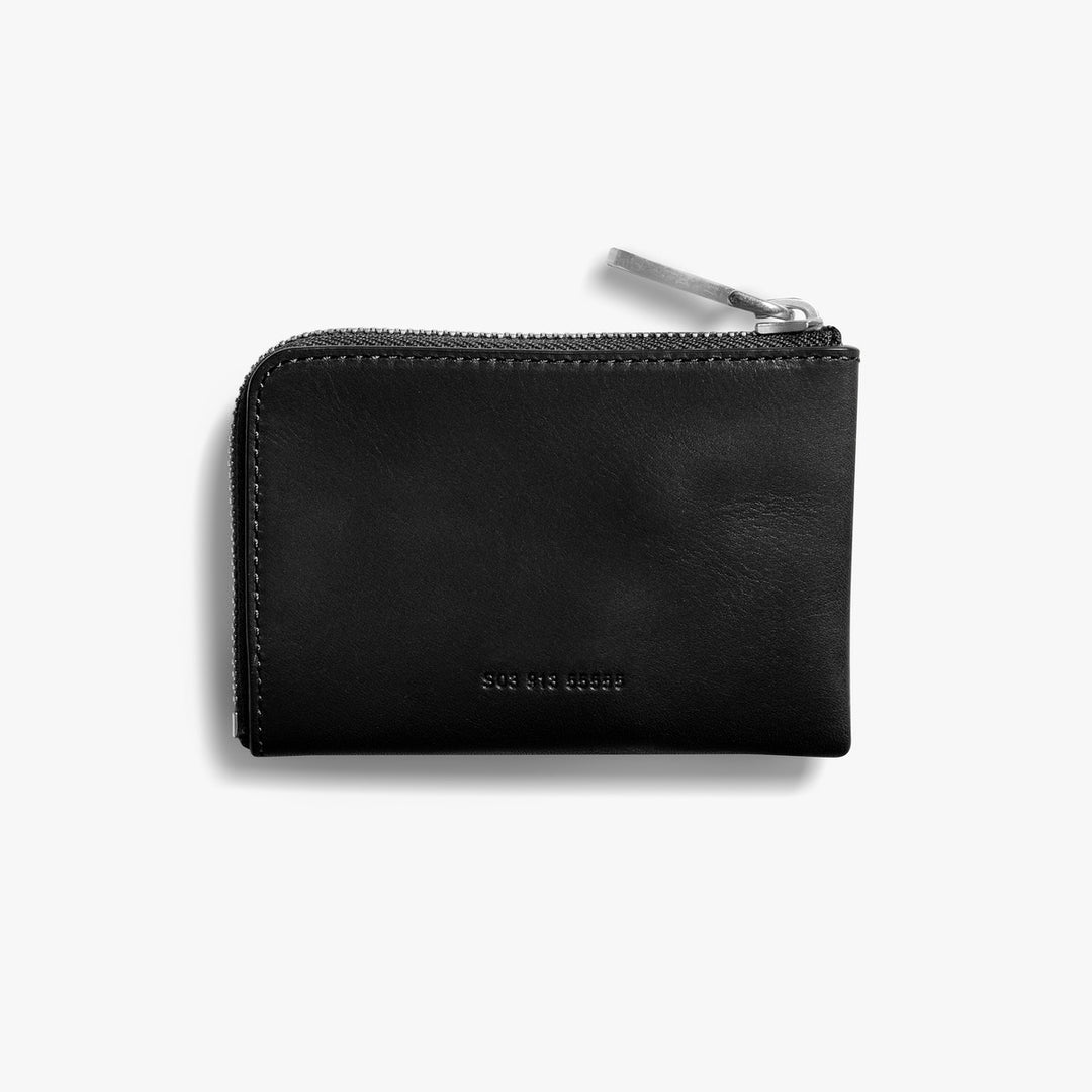 Shinola Zip Key Wallet in Black Vachetta Leather