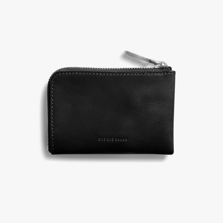 Shinola Zip Key Wallet in Black Vachetta Leather