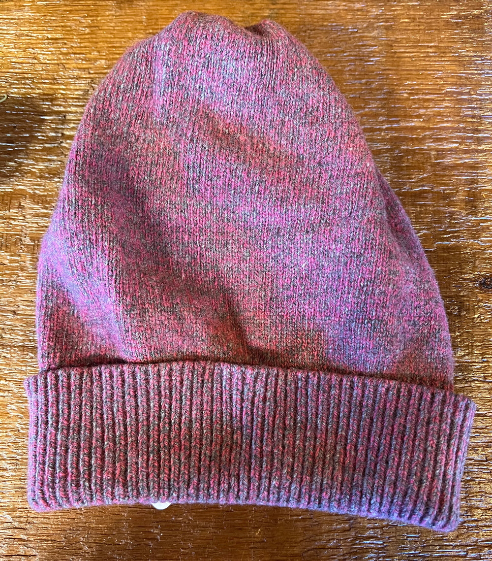 Portolano Cashmere Rib Cuff Slouchy Hat Burgandy
