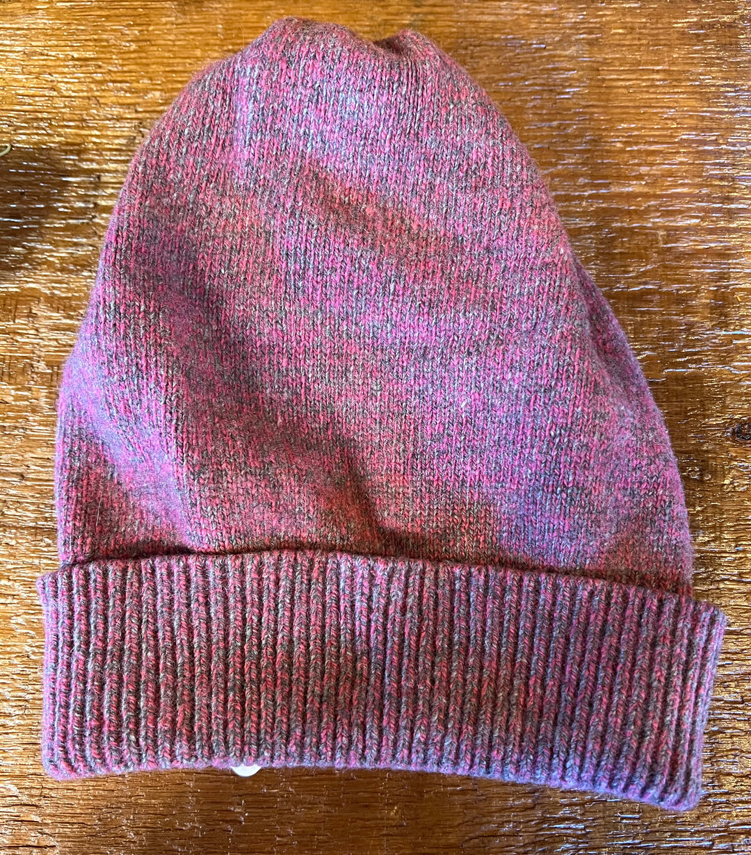 Portolano Cashmere Rib Cuff Slouchy Hat Burgandy