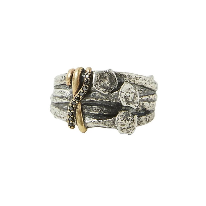 John Varvatos Men's Silver Bound Nails Ring