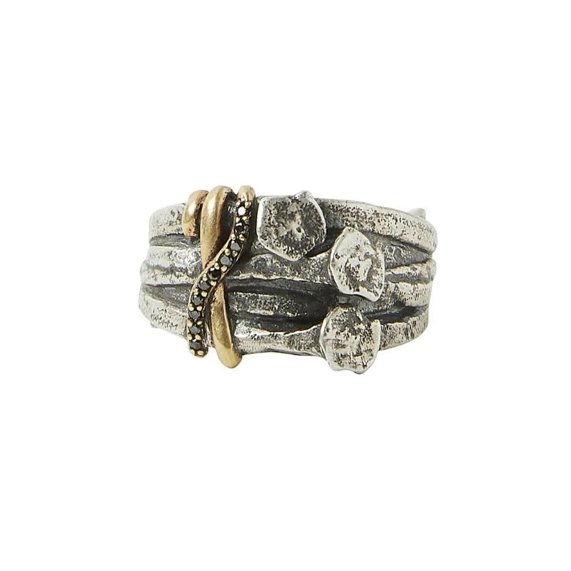 John Varvatos Men's Silver Bound Nails Ring