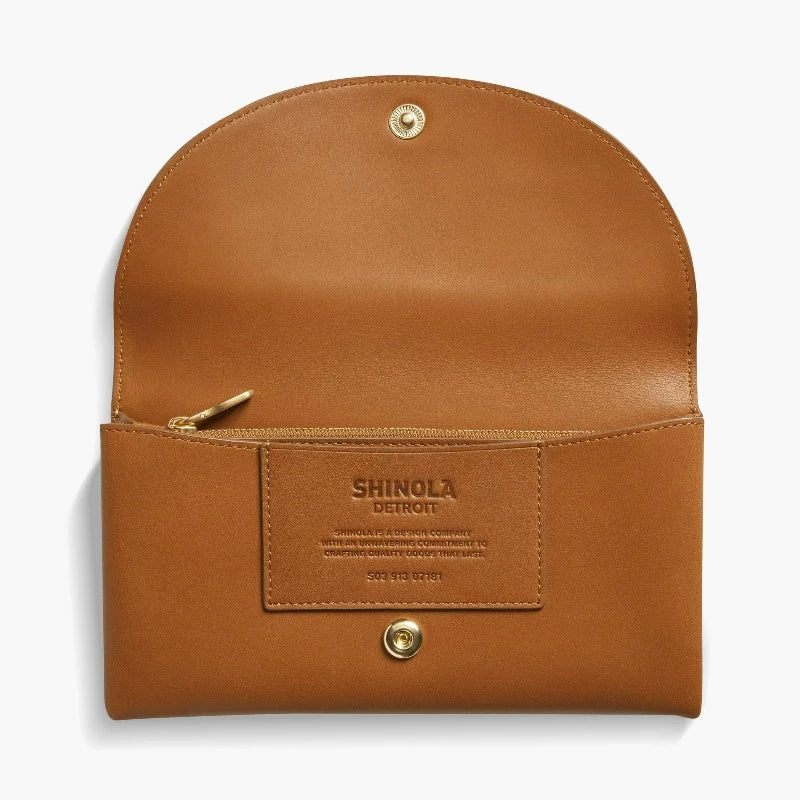 Shinola Birdy Natural Leather Large Snap Wallet