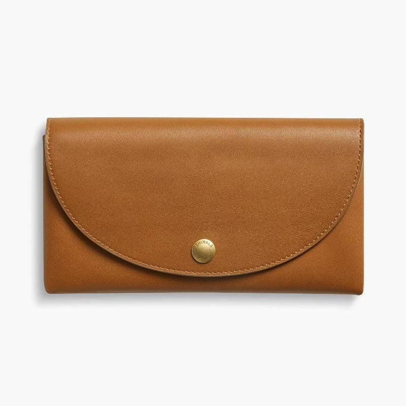 Shinola Birdy Natural Leather Large Snap Wallet