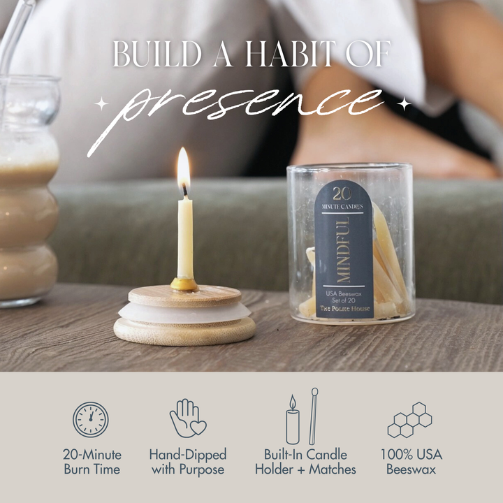 The Polite House - 20-Minute Beeswax Candles-  In Glass Jar