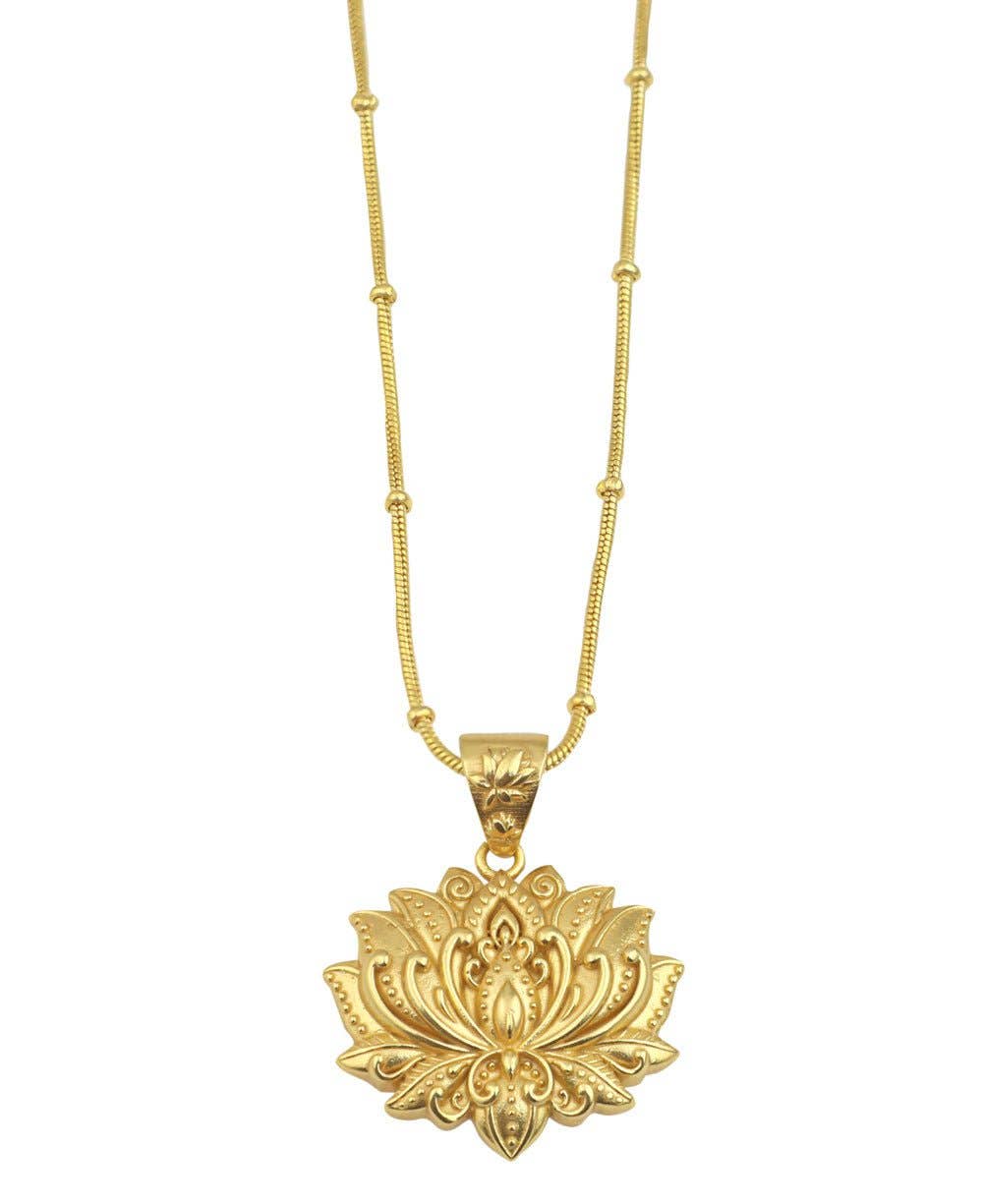 Culture Spot - Gold Plated Full Bloom Lotus Necklace