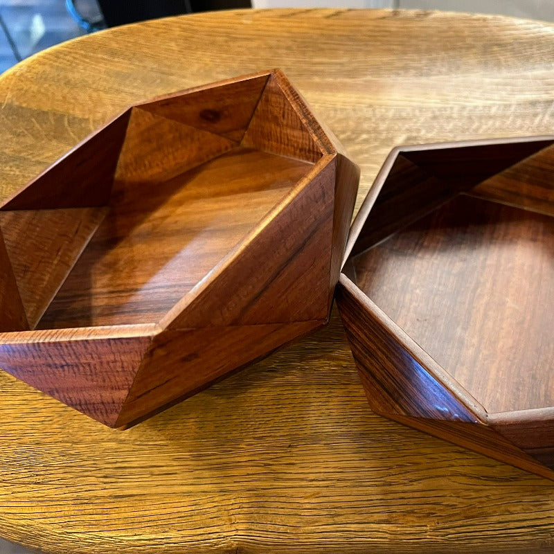 itza wood hexagonal wooden bowl