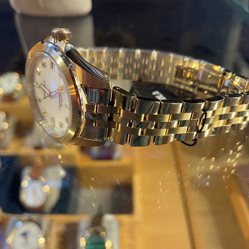 Shinola Circadian Monster 36mm Mother of Pearl and Diamond Face with Gold Bracelet