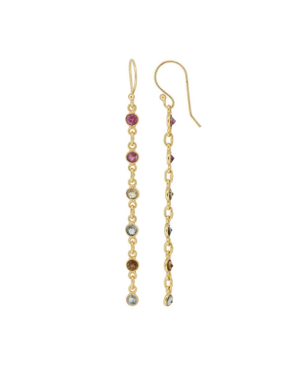Culture Spot - Dainty Multi-Color Tourmaline Dangle Earrings