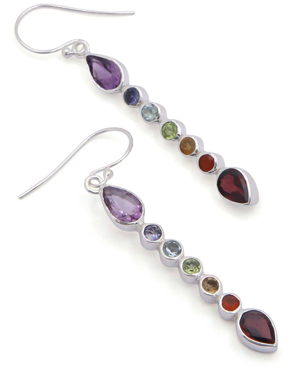 Culture Spot - Sterling Silver Chakra Gemstone Earrings