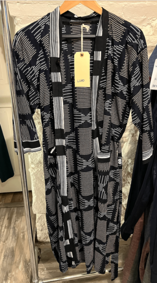 Handmade Kimono from Rwanda One size Black and white