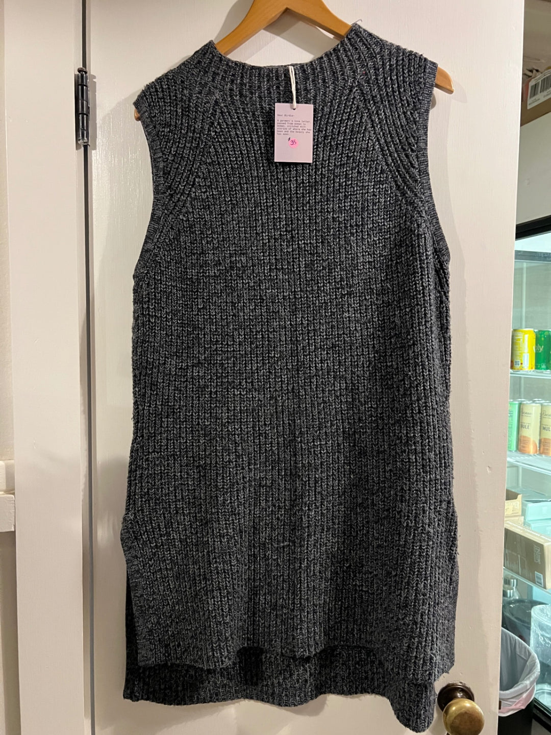 Dear Birdie Sweater vest Medium/Large Gray and Black